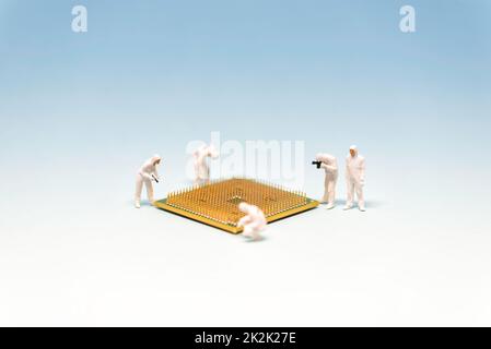 Technician analysis CPU microprocessor. Technology concept Stock Photo