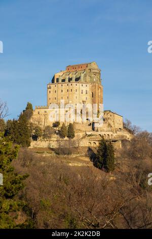 St Michael Abbey, Sacra di San Michele, Italy. Monastic mediaeval building. Stock Photo