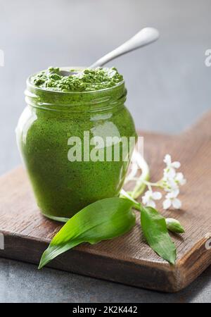 Wild garlic pesto Stock Photo