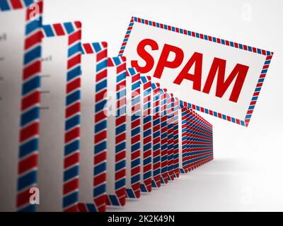 Smail mail among blank enveloppes. 3D illustration Stock Photo