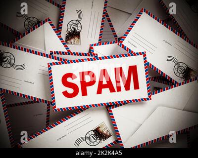 Smail mail among blank enveloppes. 3D illustration Stock Photo