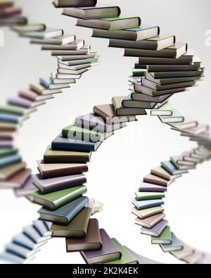 Spiral staircase shaped multi colored books. 3D illustration Stock Photo