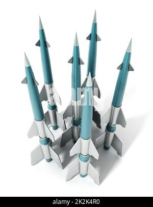 Missiles isolated on white background. 3D illustration Stock Photo