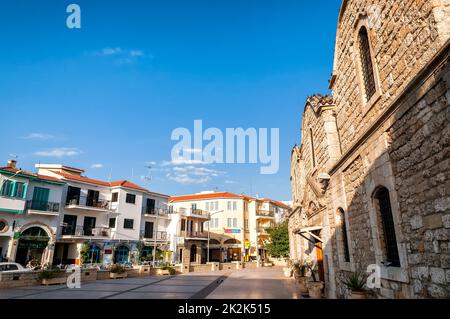 LARNACA, CYPRUS - AUGUST 16: Church of Saint Lazarus square, a touristic center of Larnaca on August 16, 2015 in Larnaca, Cyprus Stock Photo