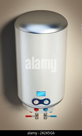 Water heater hanging on the wall. 3D illustration Stock Photo