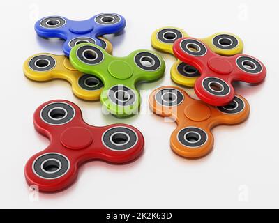 Fidget spinners isolated on white background. 3D illustration Stock ...