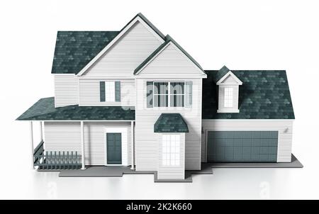 Luxurious modern house isolated on white background. 3D illustration ...