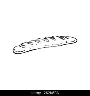 Loaf of bread french baguette thin white lines on a textural dark ...