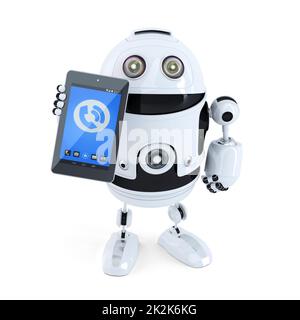 Robotic holding ringing mobile phone or tablet Stock Photo