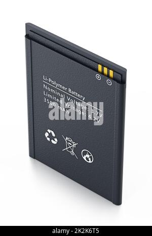 Spare smartphone lithium ion battery. 3D illustration Stock Photo