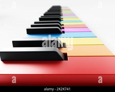 Multi colored piano keys background. 3D illustration Stock Photo