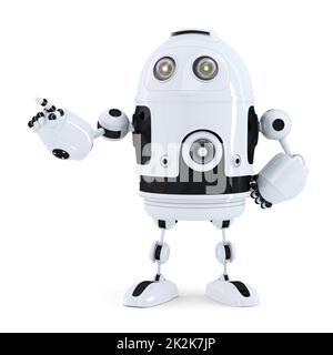 Cute robot pointing on something Stock Photo