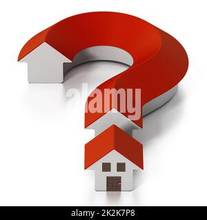 House shaped question mark. 3D illustration Stock Photo