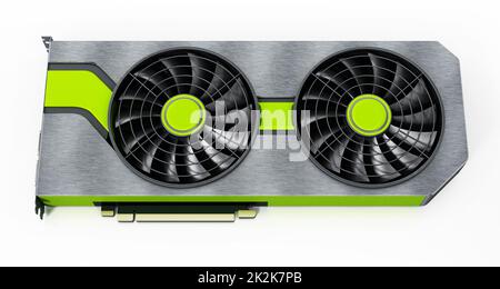 Modern graphics card isolated on white background. 3D illustration Stock Photo