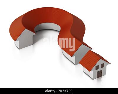 House shaped question mark. 3D illustration Stock Photo