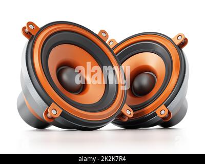 Generic audio speakers isolated on white background. 3D illustration Stock Photo