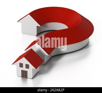 House shaped question mark. 3D illustration Stock Photo