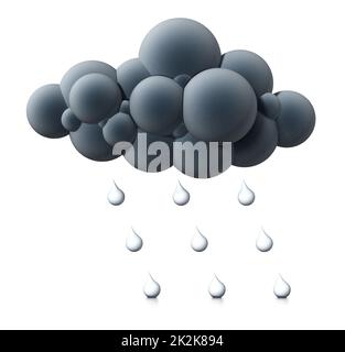 Cloud and water drop symbols isolated on white background. 3D illustration Stock Photo