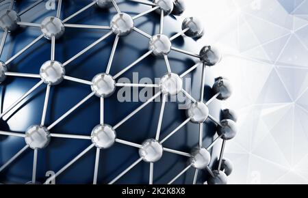 Connected dots on blue globe. 3D illustration Stock Photo
