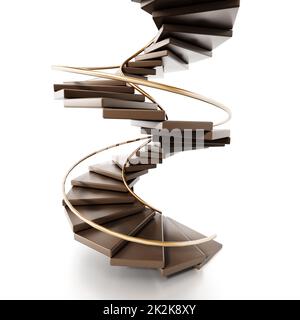 Spiral staircase isolated on white background. 3D illustration Stock Photo
