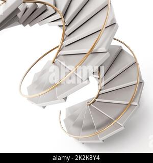 Spiral staircase isolated on white background. 3D illustration Stock Photo