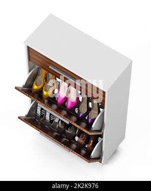 Contemporary shoe cabinet design. 3D illustration Stock Photo