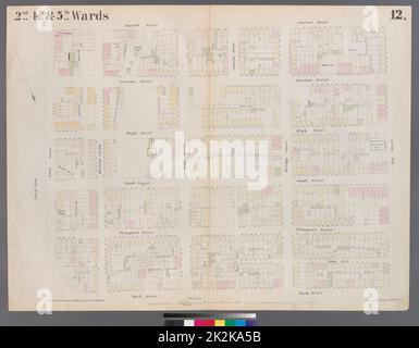 Cartographic, Maps. 1855. Lionel Pincus and Princess Firyal Map Division. Brooklyn (New York, N.Y.), Insurance, Fire , Maps Plate 12: Map bounded by York Street, Navy Street, Condord Street, Jay Street Stock Photo