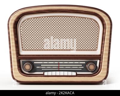 Vintage radio isolated on white background. 3D illustration Stock Photo