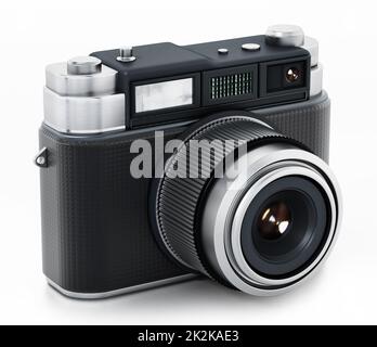 Vintage camera isolated on white background. 3D illustration Stock Photo