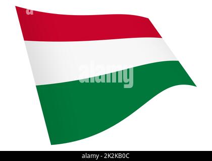 Hungary waving flag 3d illustration isolated on white with clipping path Stock Photo