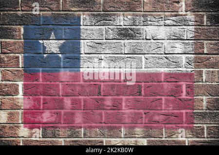 Chile flag on a brick wall background Stock Photo