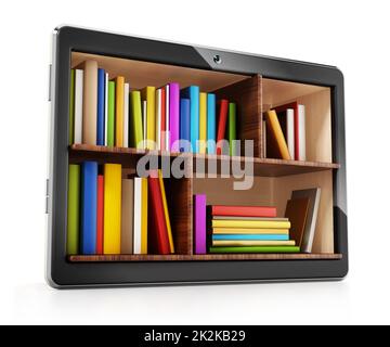 Books inside generic tablet PC. 3D illustration Stock Photo