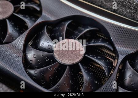 Computer graphics card on a desk Stock Photo