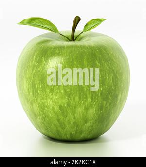 Fresh green apple isolated on white background. 3D illustration Stock Photo