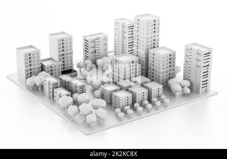 Architectural model printed in a 3D printer. 3D illustration Stock Photo