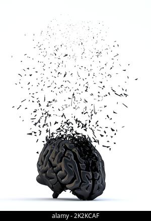 Shattered human brain. Stress concept. Isolated Stock Photo