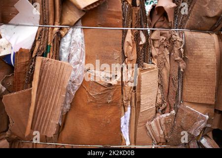 Cardboard collection. used cardboard ready to be recycled. Stock Photo