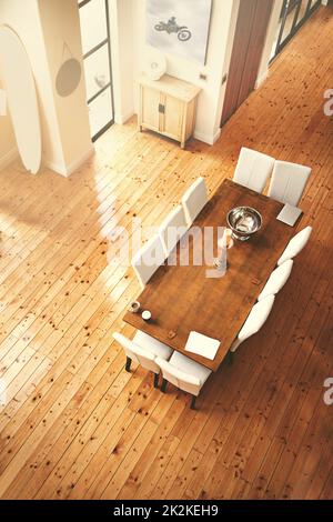 Beauty begins at home. High angle shot of a stylish dining table. Stock Photo