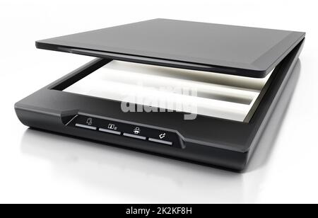 Modern scanner isolated on white background. 3D illustration Stock Photo