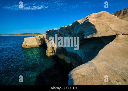 Famous Sarakiniko beach on Milos island in Greece Stock Photo