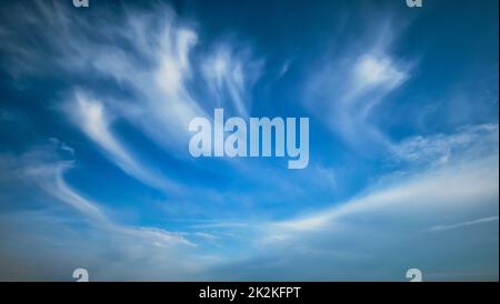 Blue sky with whie Cirrus clouds Stock Photo