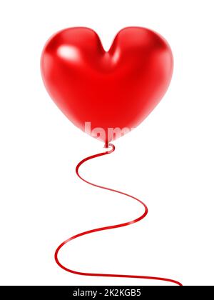Heart shaped balloon isolated on white background. 3D illustration ...