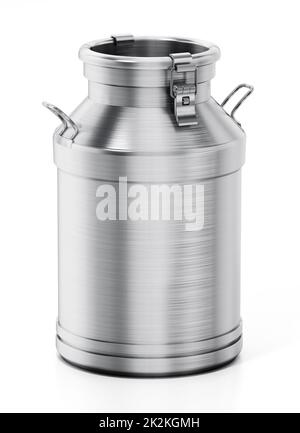 Metal retro milk can isolated on white background. 3D illustration Stock Photo