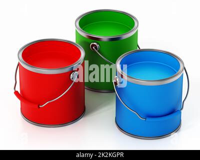 Paint cans isolated on white background. 3D illustration Stock Photo