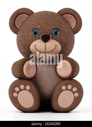 Teddy bear isolated on white background. 3D illustration Stock Photo
