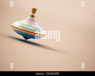 Whirling toy on the left top corner. Copy space on the right side. 3D illustration Stock Photo