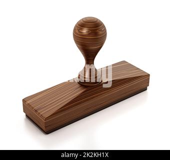 Wood stamp isolated on white background. 3D illustration Stock Photo