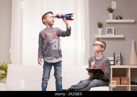 little space rocket scientists experiments Stock Photo