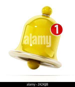 Notification bell isolated on white background. 3D illustration Stock Photo