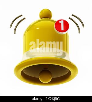 Notification bell isolated on white background. 3D illustration Stock Photo